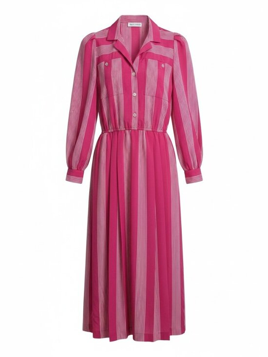 Diane Von Furstenberg Dresses & Skirts - Vtg 80s Diane Von Furstenberg Tailored Pink Striped Midi Shirt Dress size 6